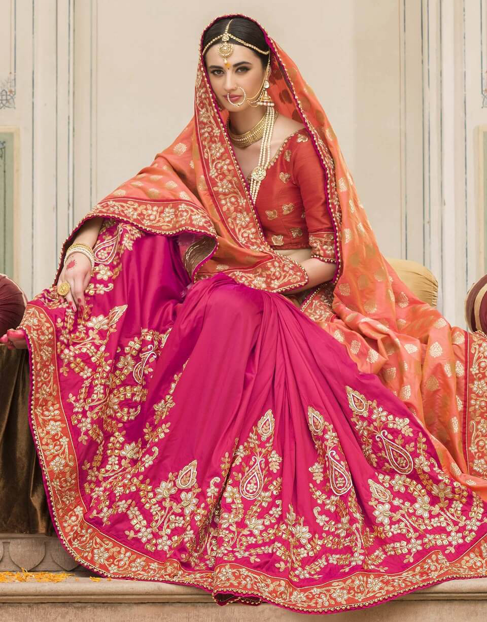 Bride with pick lehenga