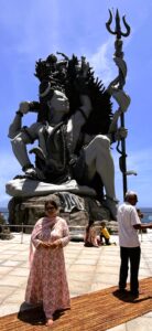 The Aazhimala Shiva Temple is a Hindu temple located on the coast of the Arabian Sea near Vizhinjam in the Thiruvananthapuram district of Kerala, India. Dedicated to Shiva, the temple is known for the 18 m (58 ft) tall Gangadhareshwara sculpture, which is the tallest Shiva sculpture in Kerala.